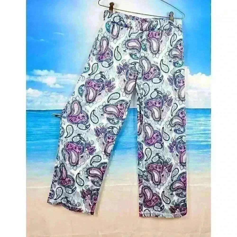JOCKEY Womans MULTI-COLOR PJ Lounge Pants FLEECE Stretch POCKETS Lightweight Med